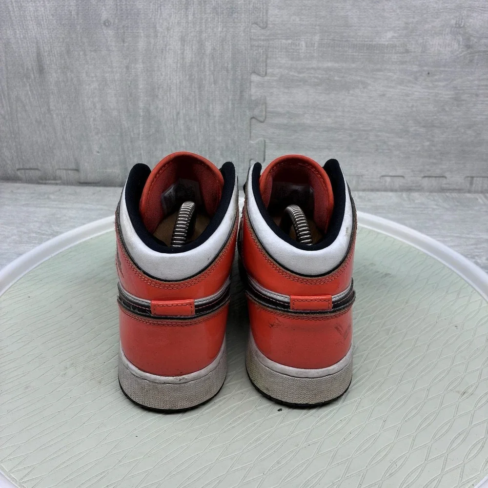 Nike Air Jordan 1 Mid Kids 6Y Orange White Leather Sneakers BQ6931-802